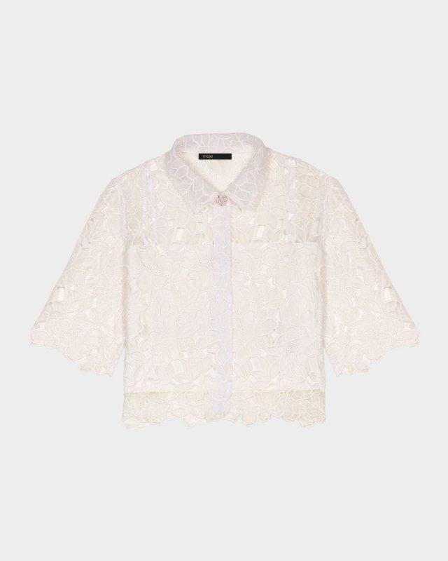 Ciblanche Lace Guipure Button-Front Shirt